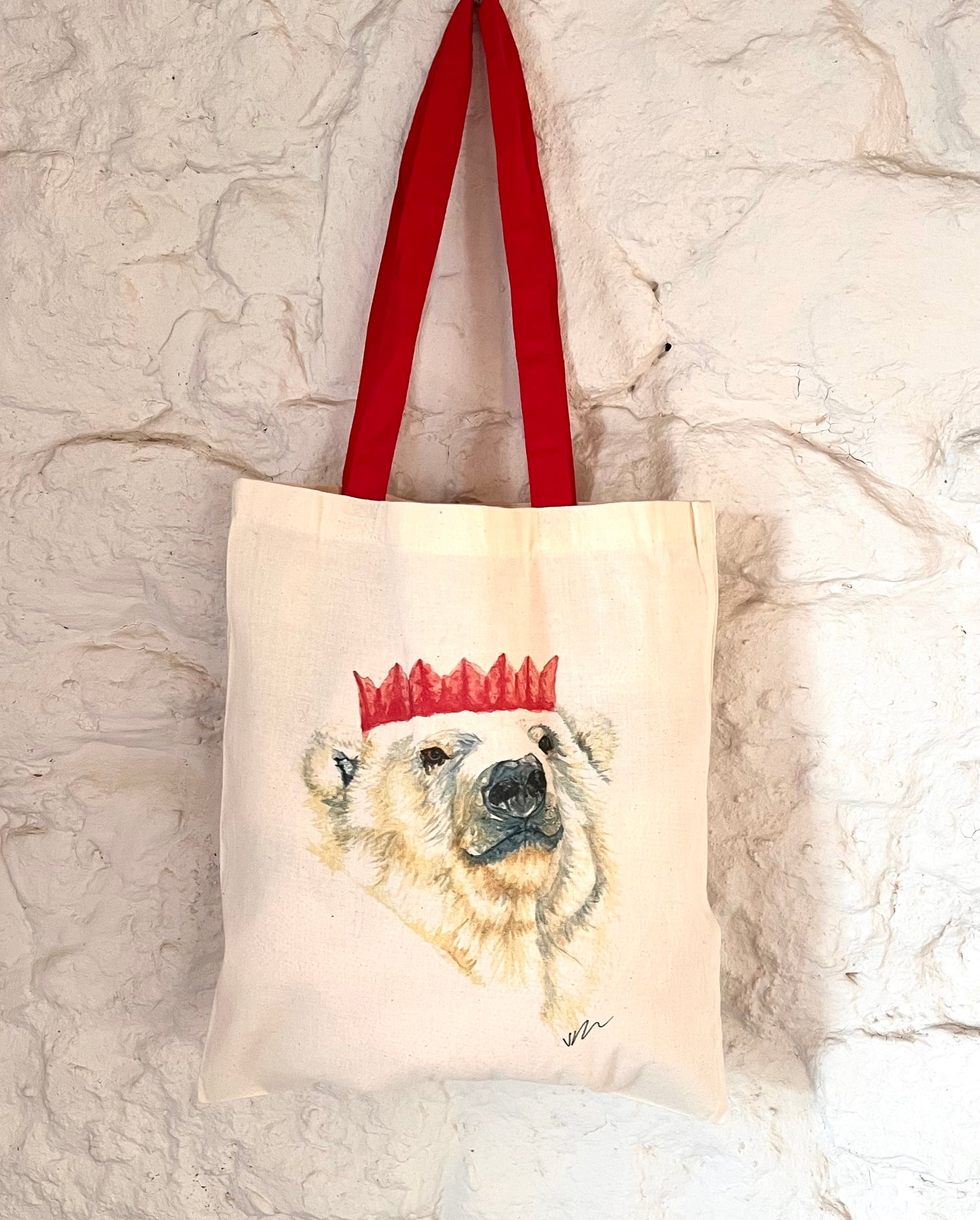 Red Polar Bear Christmas Tote Bag - Seconds Sale