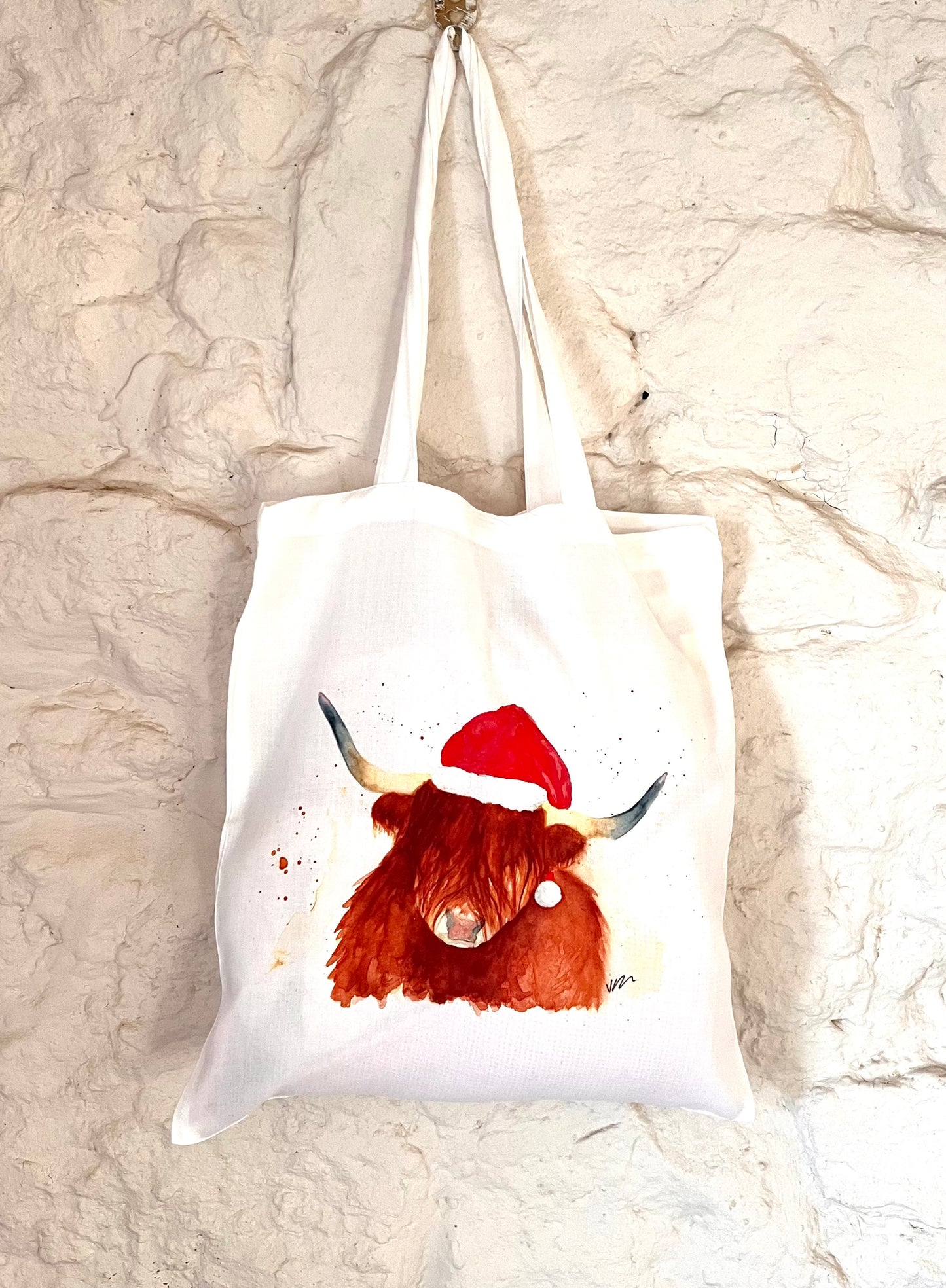 Christmas Highland Cow Tote Bag - Seconds Sale