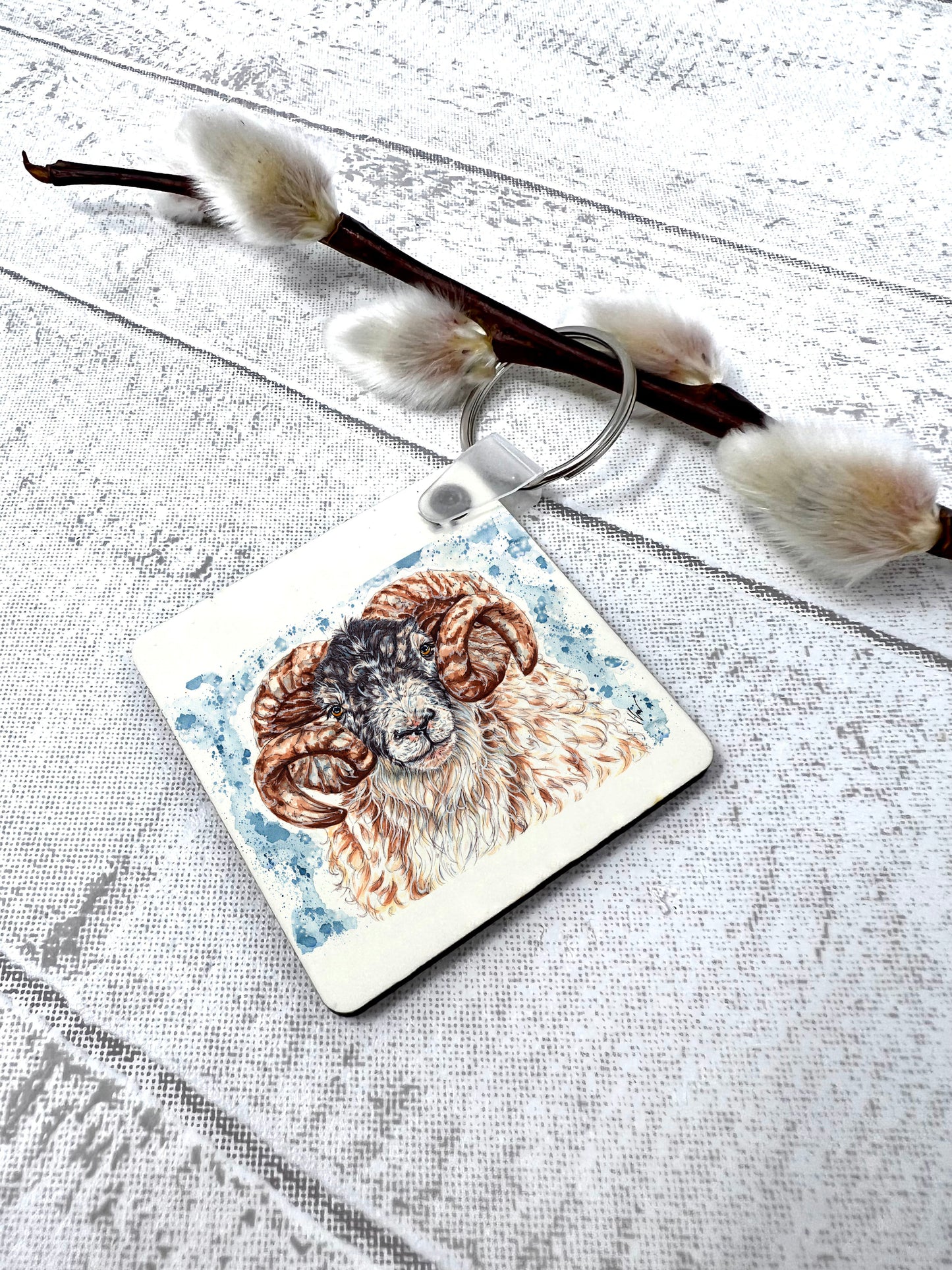 Ronny the Ram Keyring Victoria Gordon Art Trade