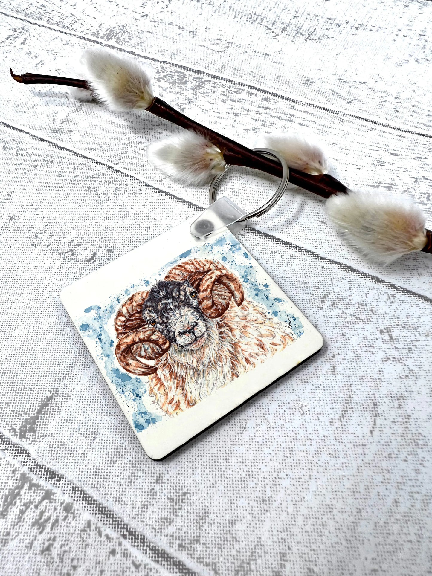 Ronny the Ram Keyring Victoria Gordon Art Trade