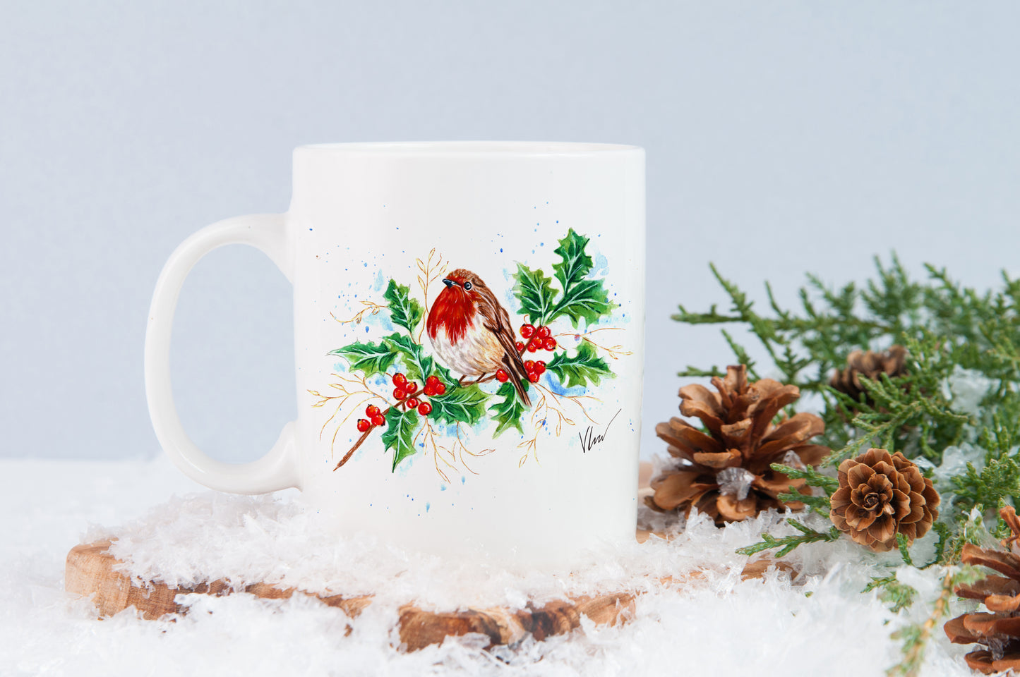 Holly Jolly Christmas Bone China Mug - Seconds Sale