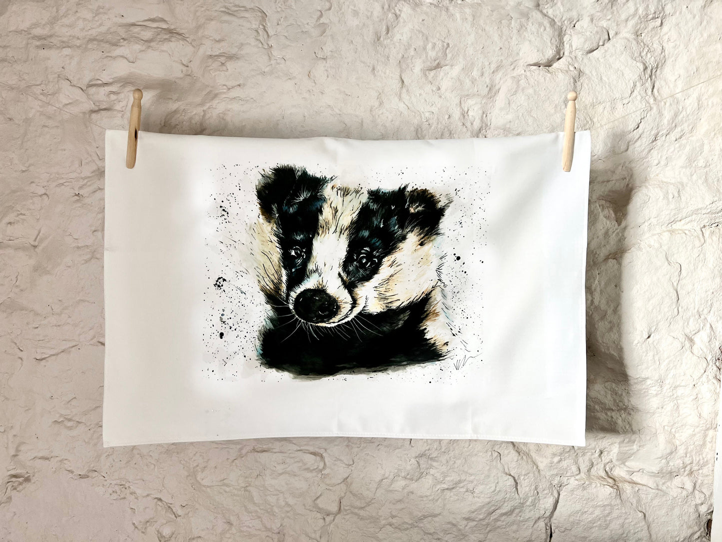 Cedric the Badger Cotton Tea Towel Victoria Gordon Art Trade