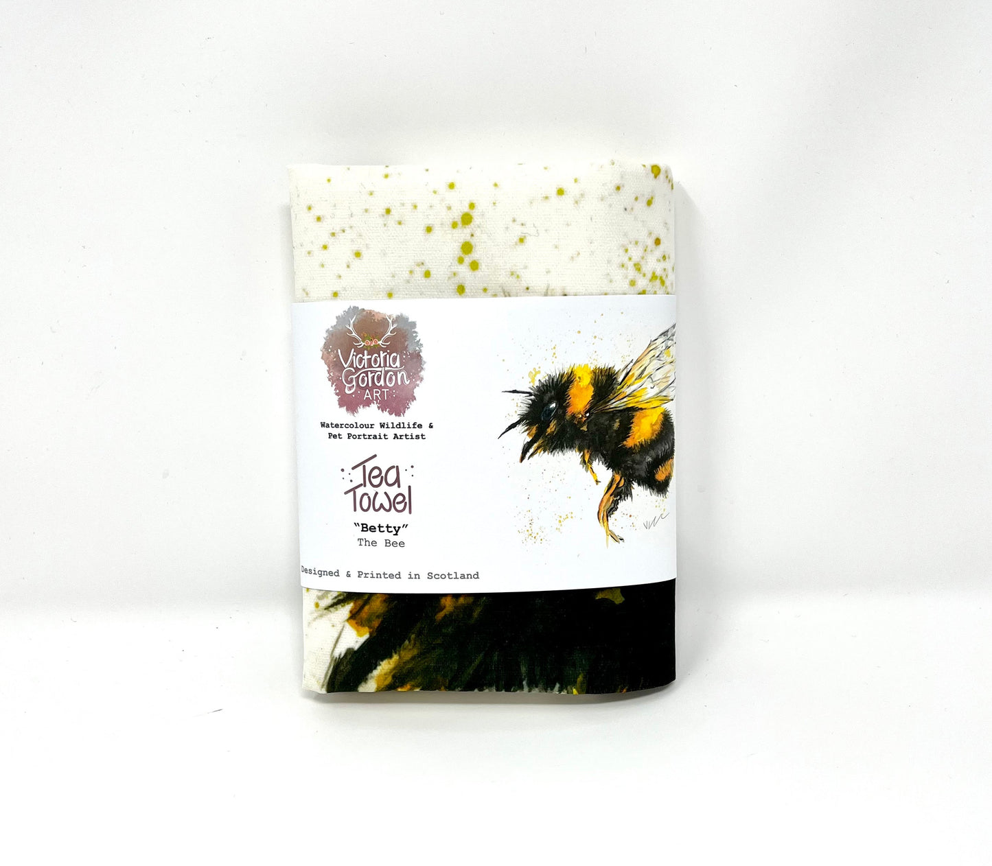 Betty the Bee Cotton Tea Towel Victoria Gordon Art Trade