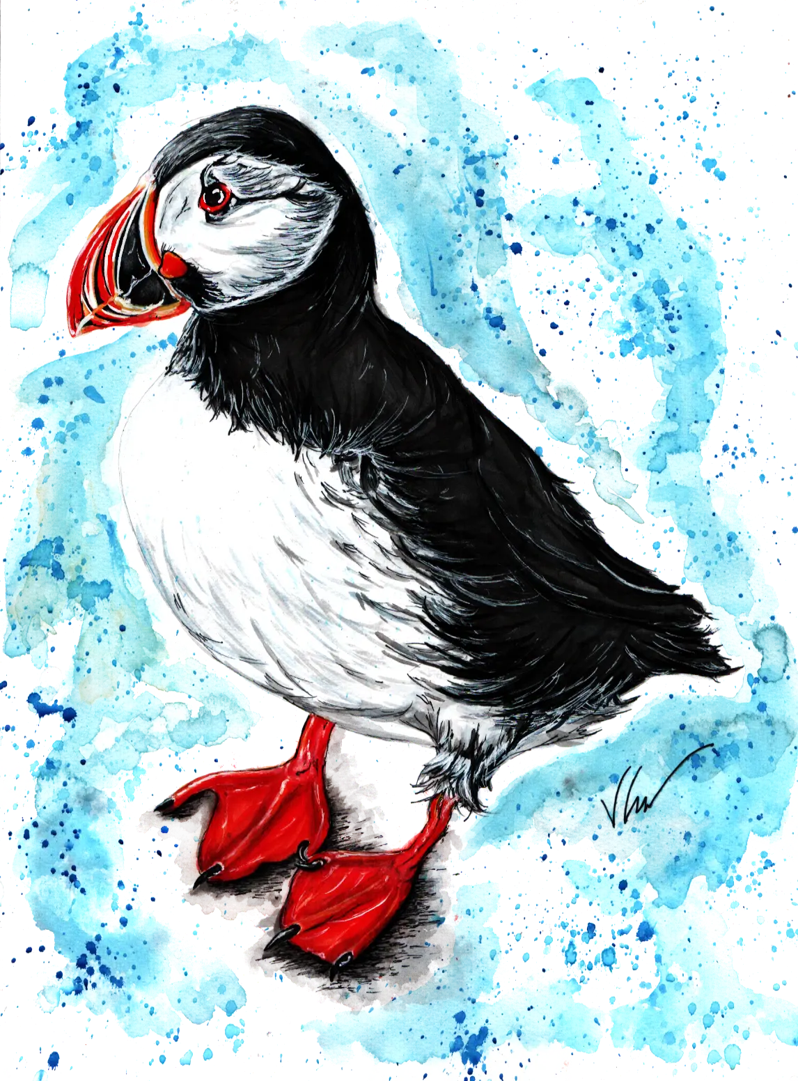 Piper the Puffin Print Victoria Gordon Art Trade