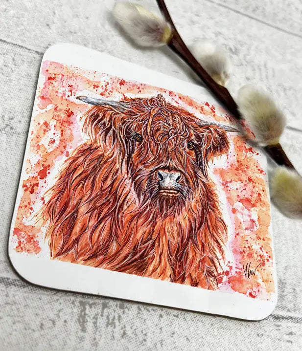 Heather the Highland Cow Coaster Victoria Gordon Art Trade