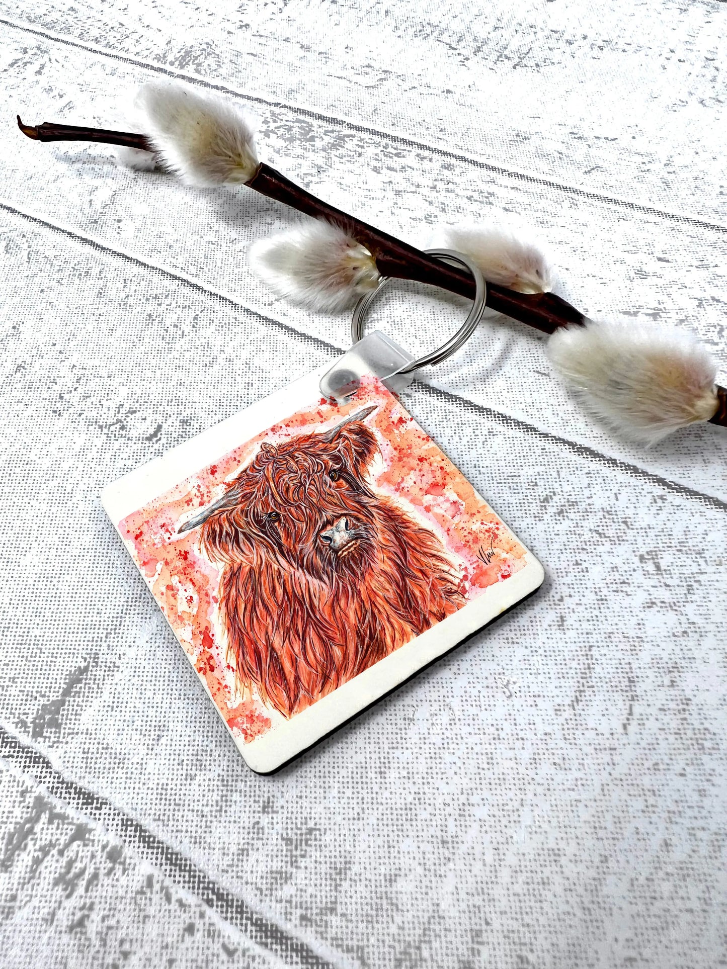 Heather the Highland Cow Keyring Victoria Gordon Art Trade