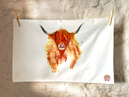 Hamish the Highland Cow Tea Towel
