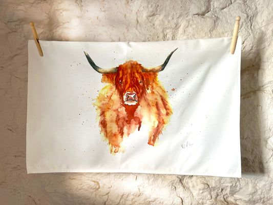 Hamish the Highland Cow Cotton Tea Towel