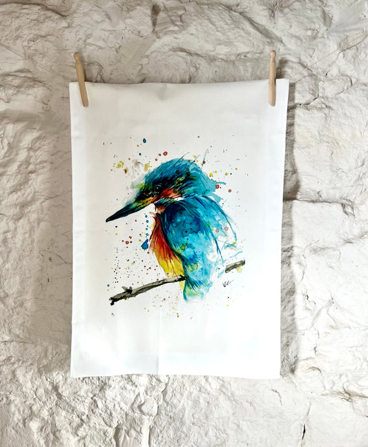Fraser the Kingfisher Cotton Tea Towel