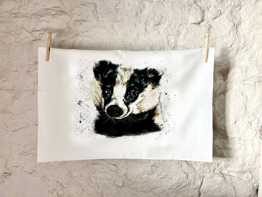 Cedric the Badger Cotton Tea Towel