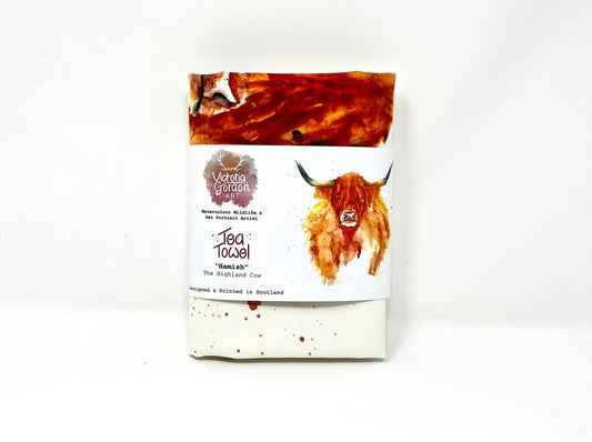 Hamish the Highland Cow Cotton Tea Towel