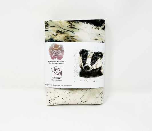 Cedric the Badger Cotton Tea Towel
