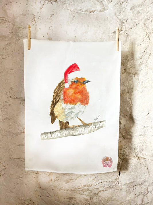 Rudolph the Robin Christmas Tea Towel - Seconds Sale