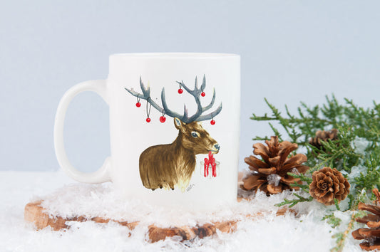 Dasher the Deer Christmas Bone China Mug - Seconds Sale