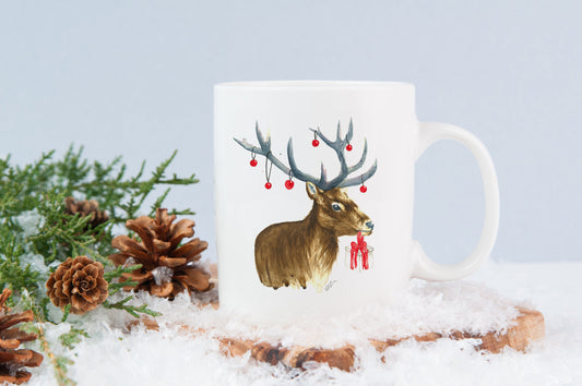 Dasher the Deer Christmas Bone China Mug - Seconds Sale