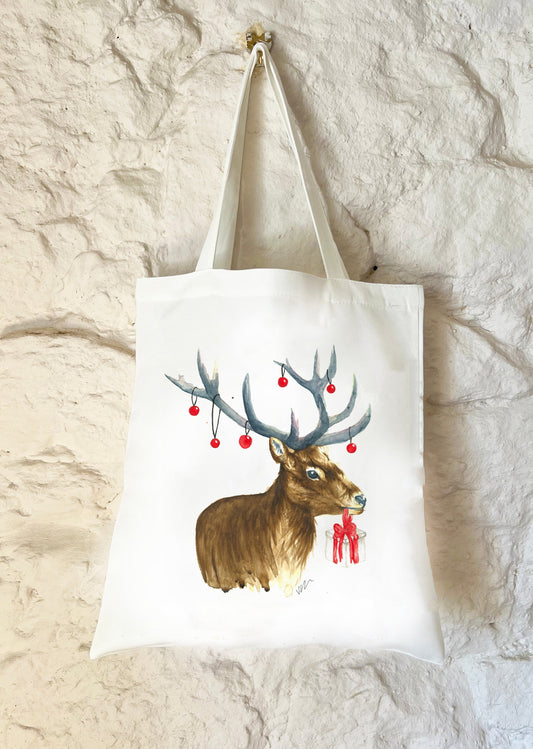 Dasher the Deer Christmas Tote Bag - Seconds Sale