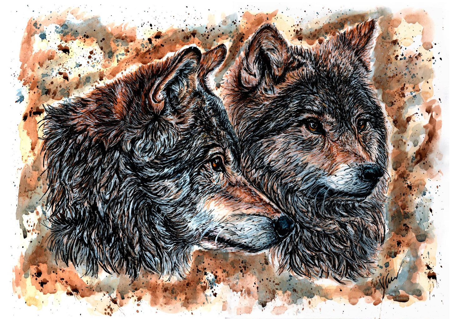 Remus and Lupin Wolves Print